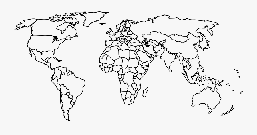 Transparent World Map Clipart Black And White