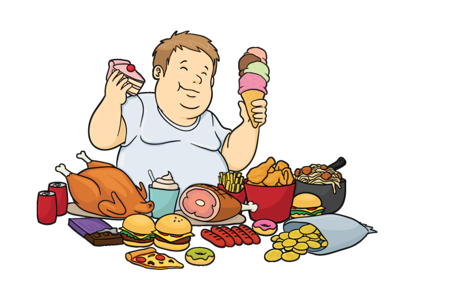 Download Transparent Unhealthy Food Clipart - Eating Too Much Cartoon ...