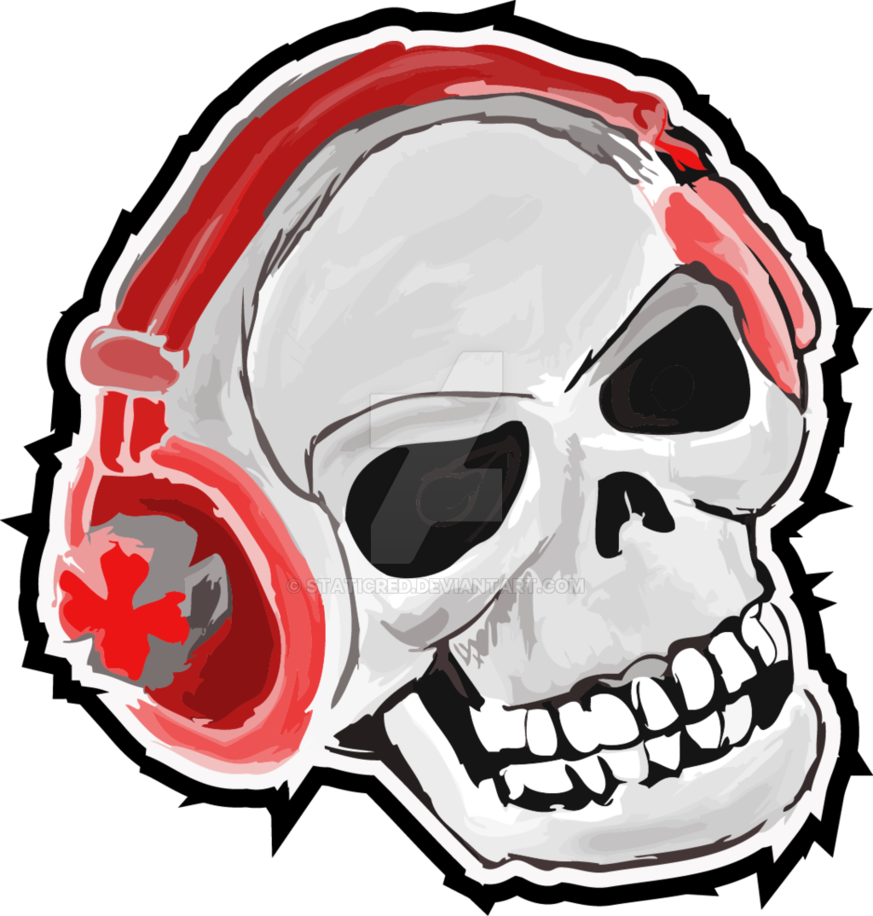 Download Clip Art Headphones Skeleton Clip Art - Skull With Headphones ...