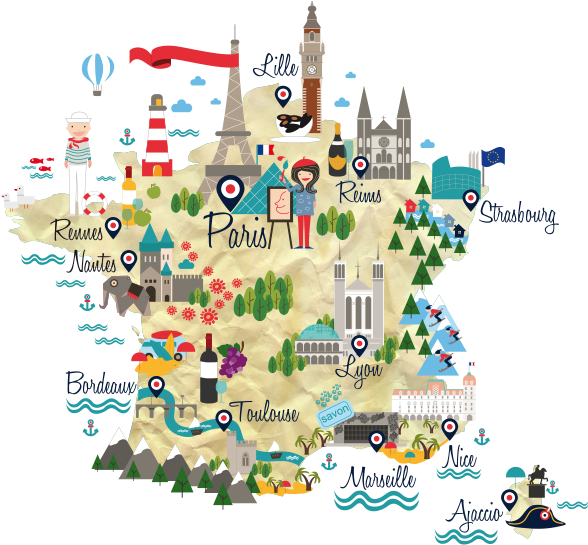 Download Fun Map Of France - ClipartKey