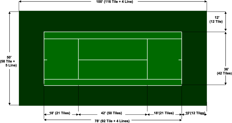 Download Transparent Tennis Court Clipart - Dubbel Tennis Court ...