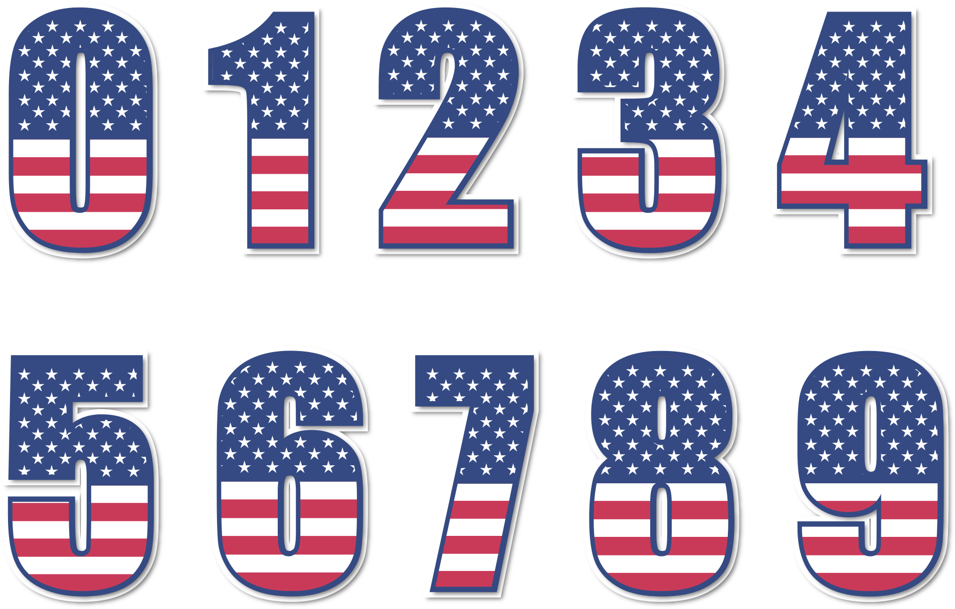 Download American Flag Number Stickers - ClipartKey