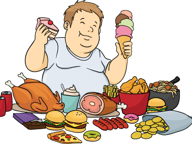 Download Transparent Junk Foods Clipart - Eat Too Much Cartoon - ClipartKey