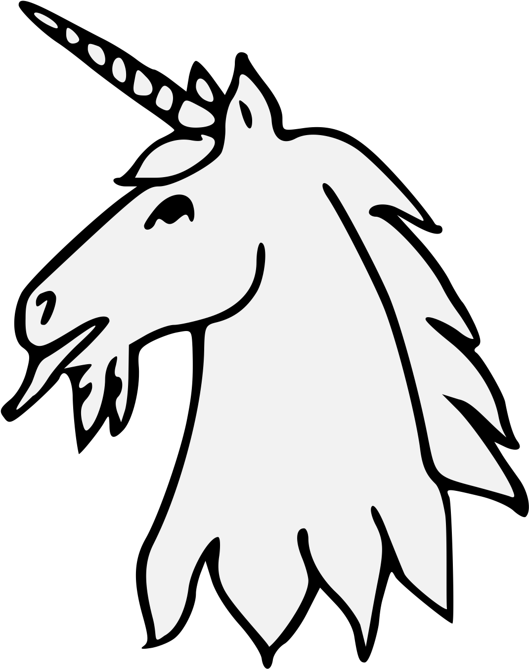 Download Unicorn Head Line Drawing - ClipartKey