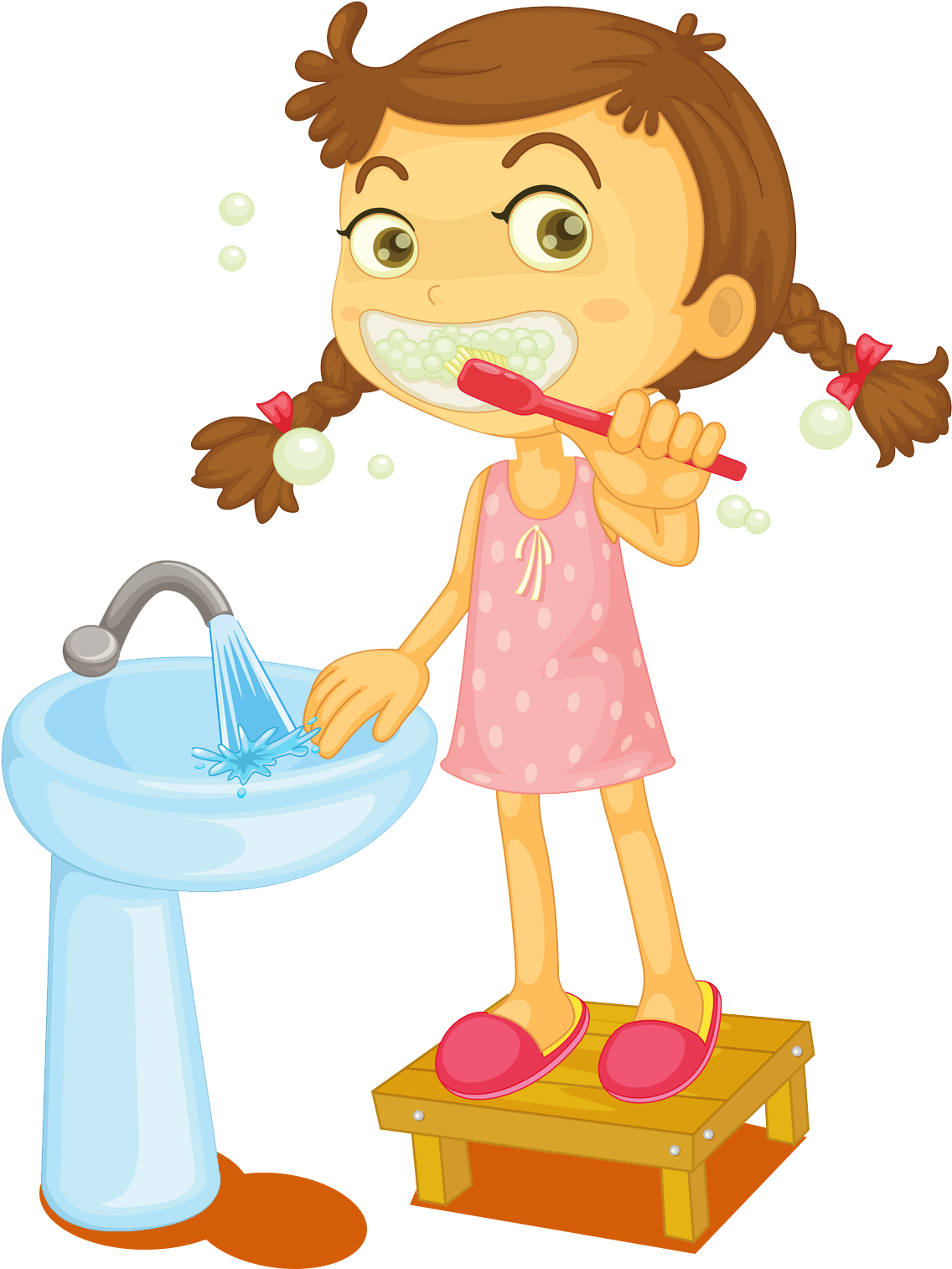 Download Girl Brushing Teeth Clipart - ClipartKey