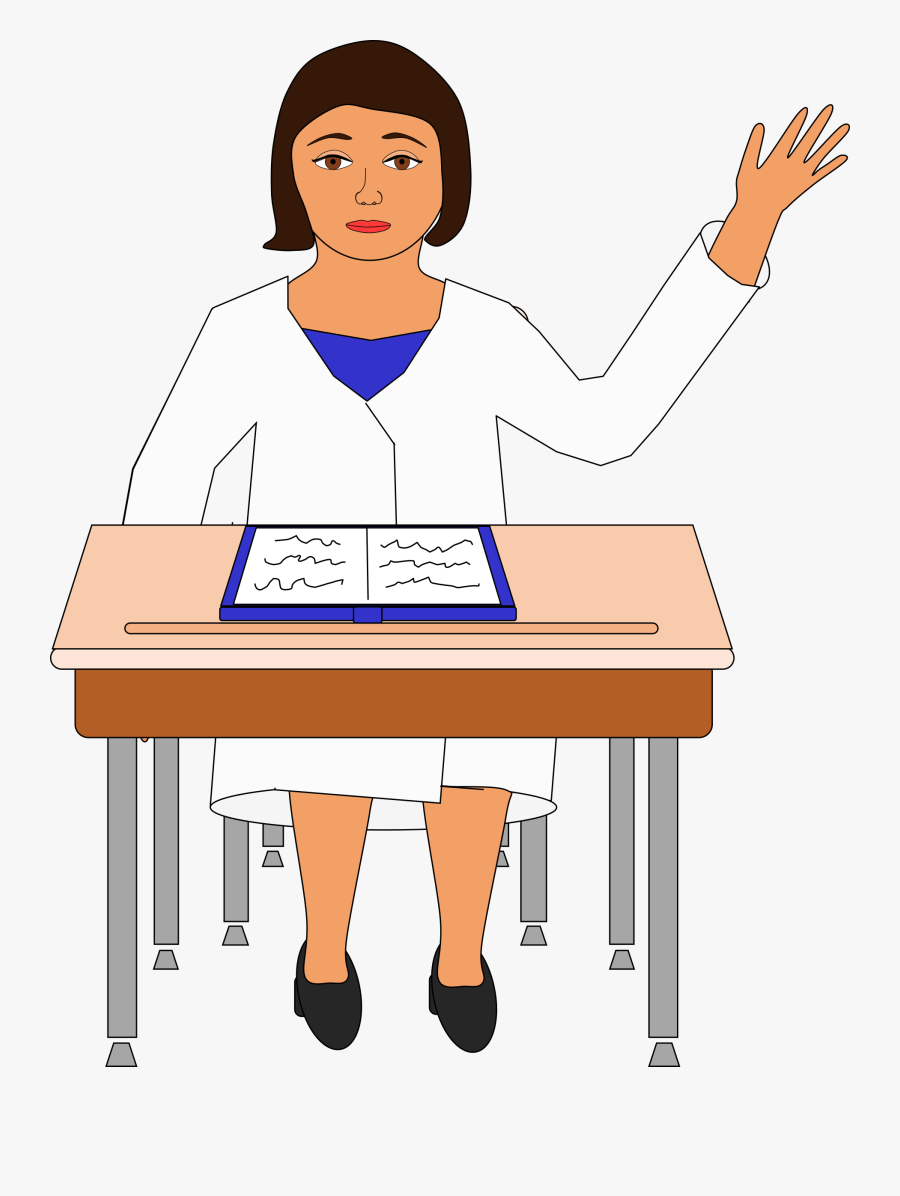 Clip Art Girl Sitting On Desk - Person In School Desk, Transparent Clipart