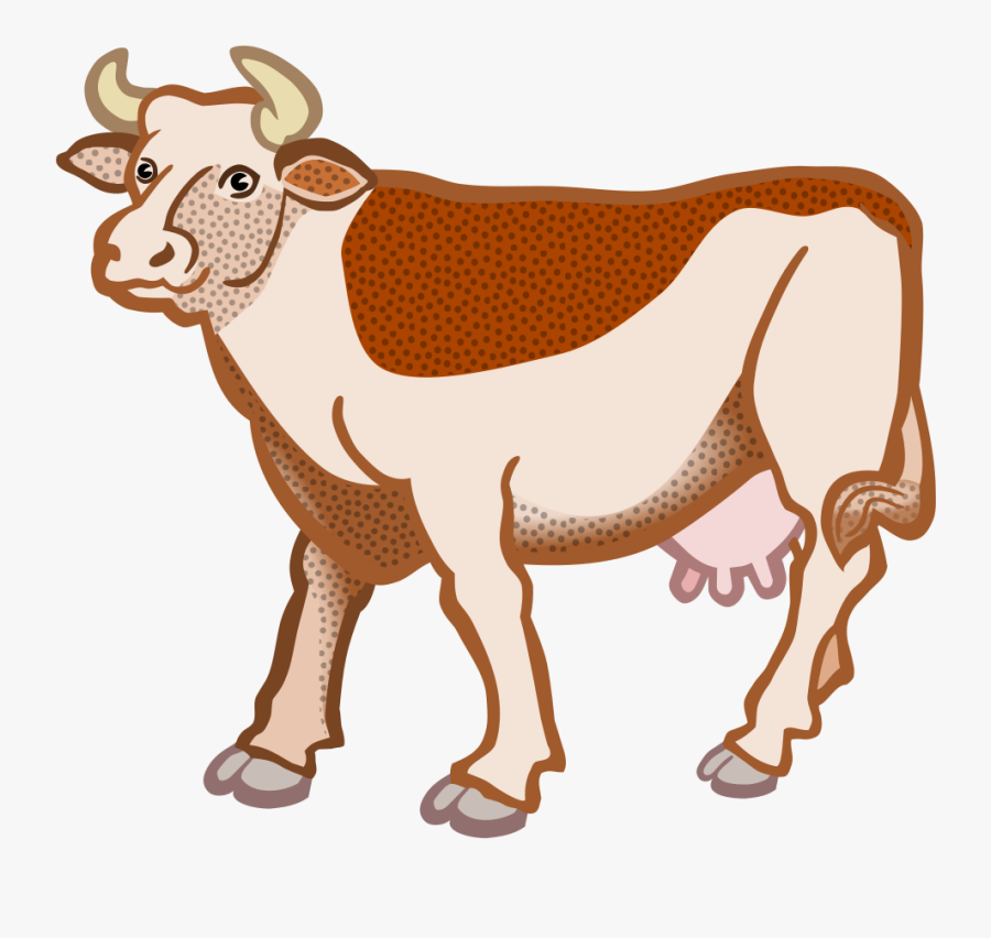 Cow - Coloured - Pair Of Cow Clipart, Transparent Clipart