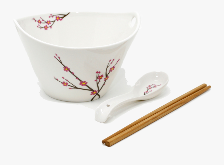 Ramen Soup Bowl Set Of Hooked Spoon - Ceramic, Transparent Clipart