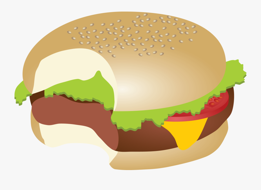 Food,clip Art,junk King Grilled Chicken Food,veggie - Hamburger With Bite Clipart, Transparent Clipart