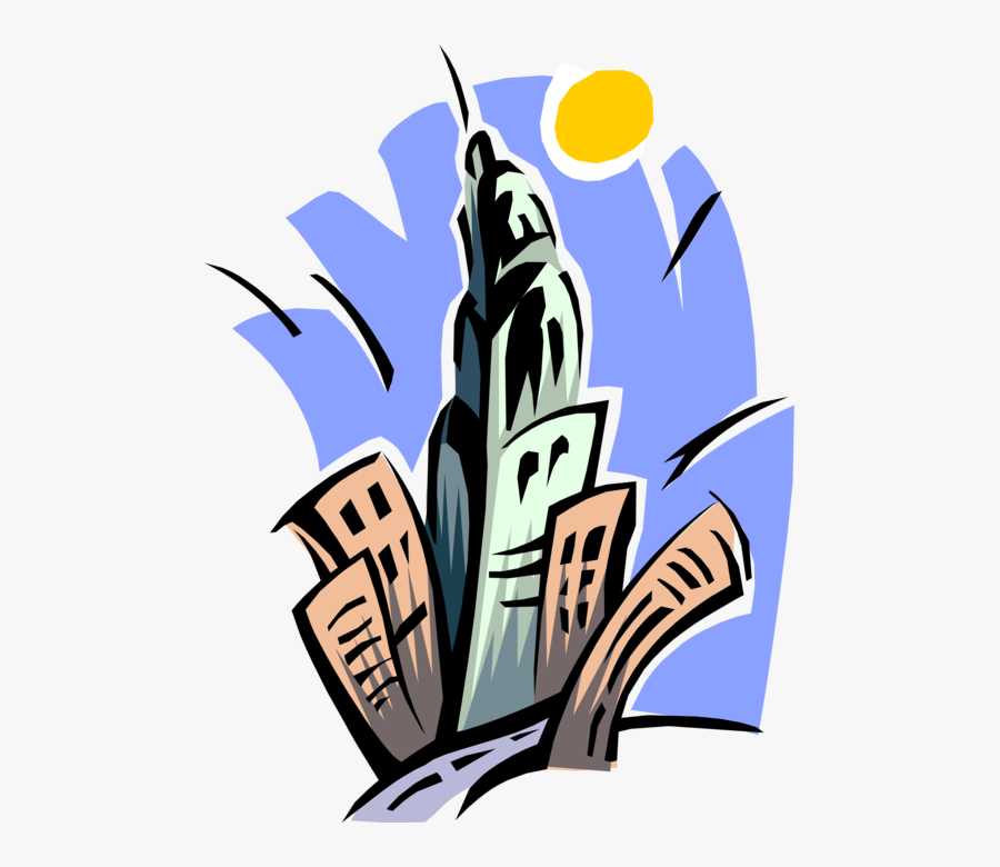 Vector Illustration Of Urban Metropolitan City Skyline - Empire State Building Graphic, Transparent Clipart