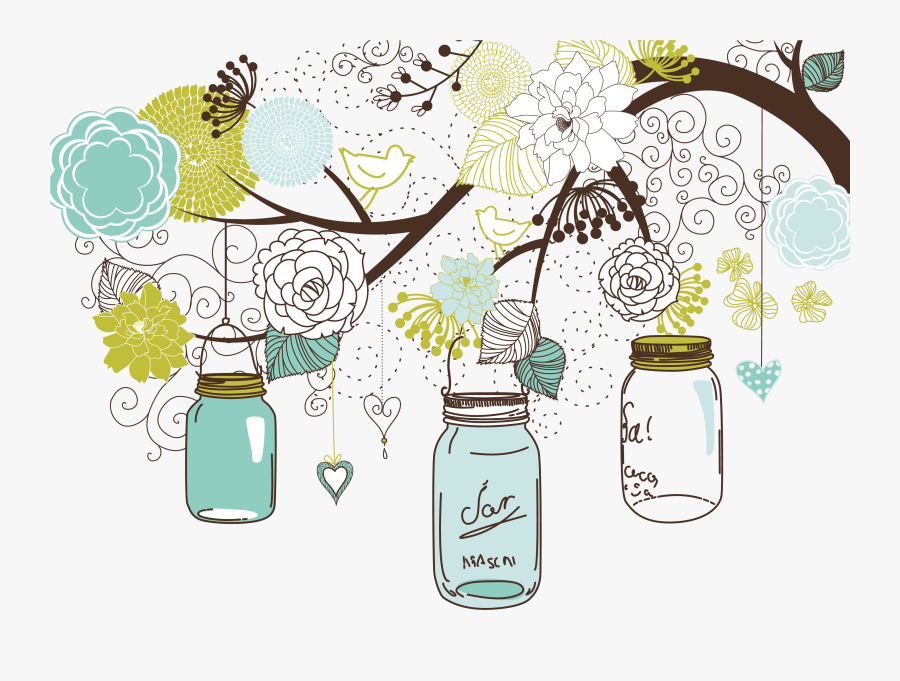 Mason Jar Clipart Baby Shower - Transparent Background Mason Jars Clipart, Transparent Clipart