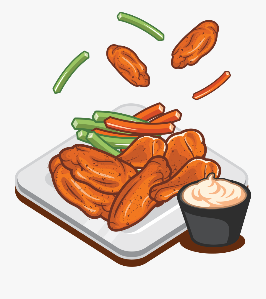 Buffalo Wing Sausage Fried Chicken Fast Food - Cartoon Chicken Wings Clipart, Transparent Clipart