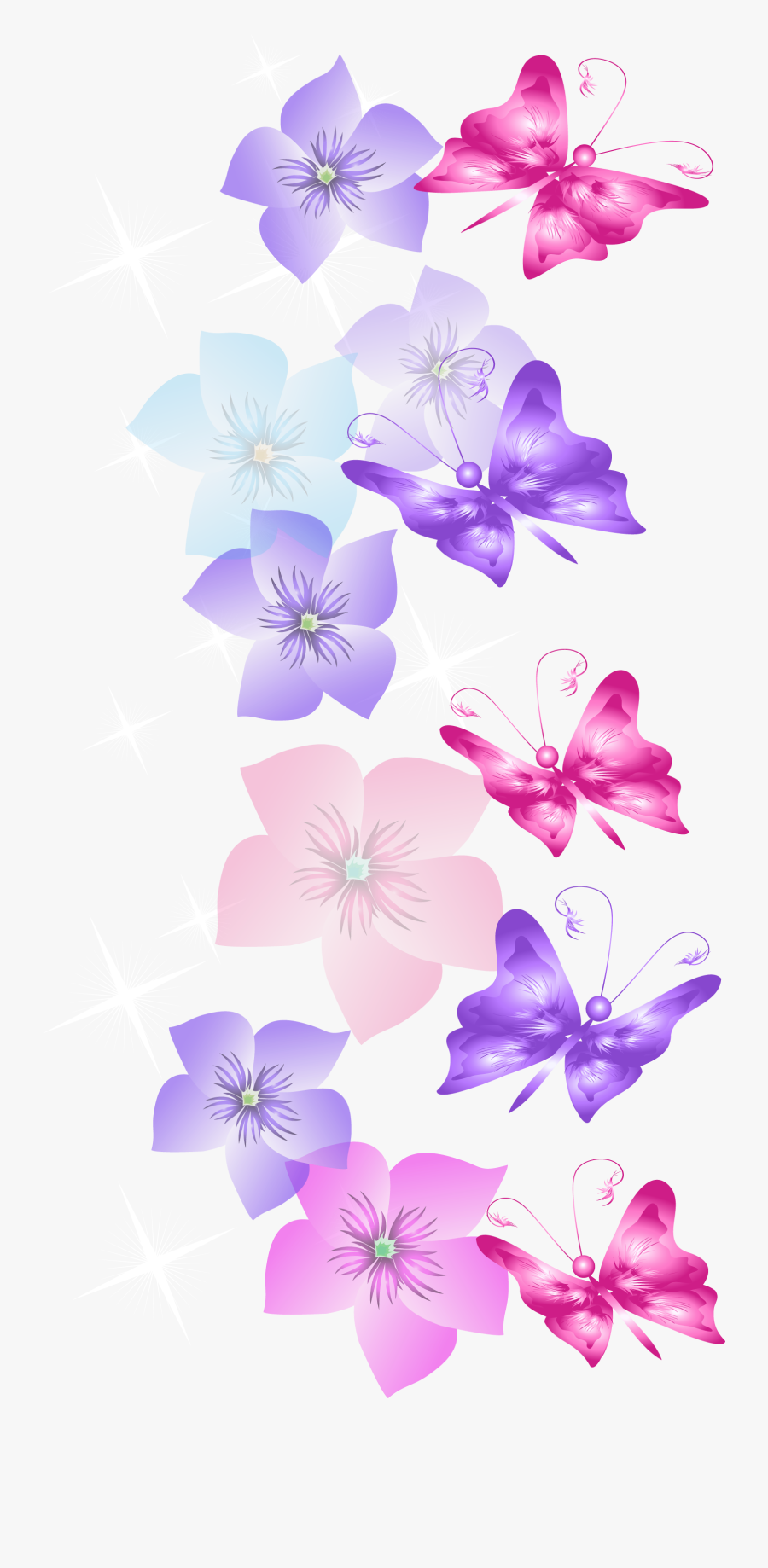 Butterflies And Flowers Decoration Png Clipart - Butterfly Flower Transparent Png, Transparent Clipart