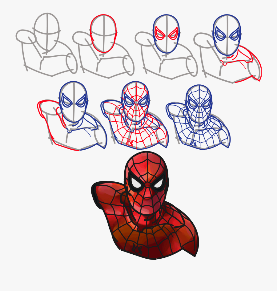 Spiderman Clipart Easy - Chibi Spider Man Drawings, Transparent Clipart