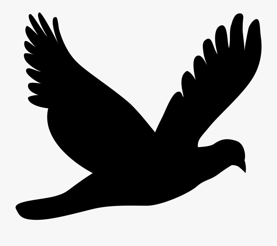 Silhouette,monochrome Photography,bird - Flying Dove Silhouette, Transparent Clipart