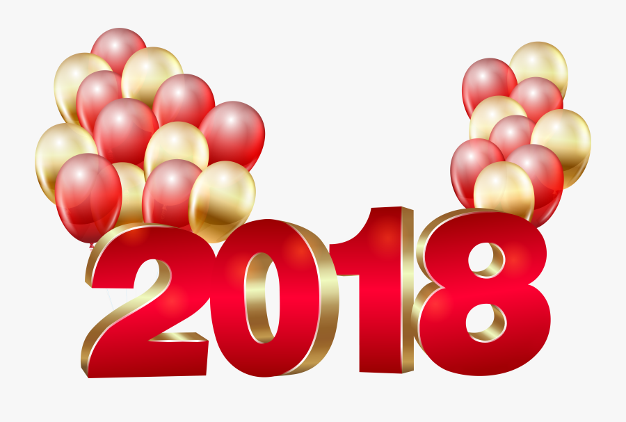2018 Red Gold And Balloons Png Clip Art Image - New Year Balloons 2018 Png, Transparent Clipart