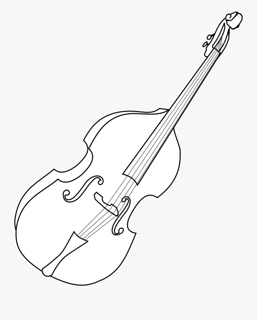 Double Coloring Book Guitar - Double Bass Instrument Drawing, Transparent Clipart