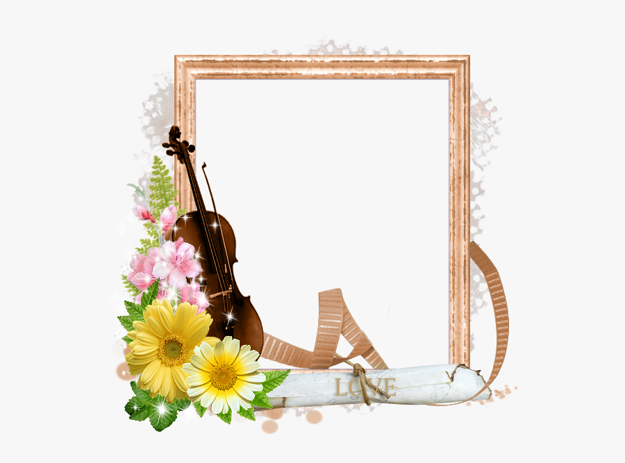 Flower Violin Frame, Transparent Clipart