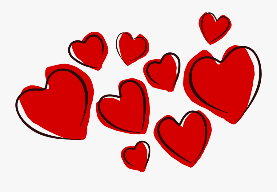 February Clipart Cluster Heart Transparent - Cartoon Hearts Png, Transparent Clipart