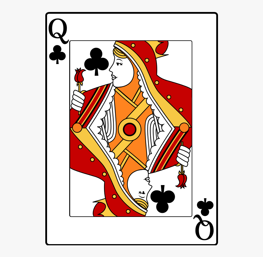 Queen Of Clubs - Playing Cards Single Images Hd, Transparent Clipart