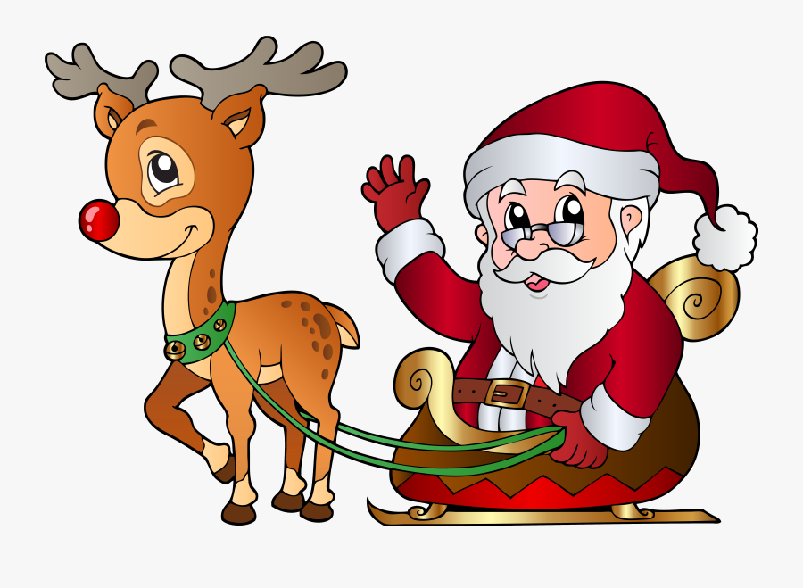Santa And Rudolph Png Clipart Image - Rudolph And Santa Clip Art, Transparent Clipart