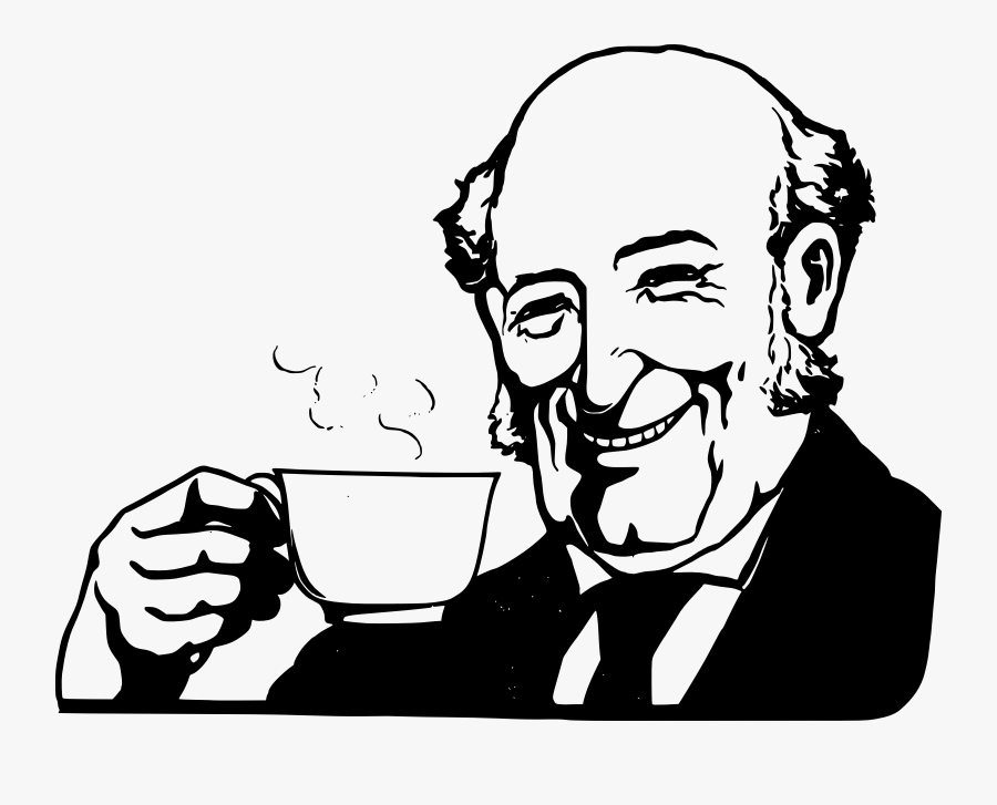 People Drinking Coffee Clipart - Man Drinking Coffee Drawing, Transparent Clipart