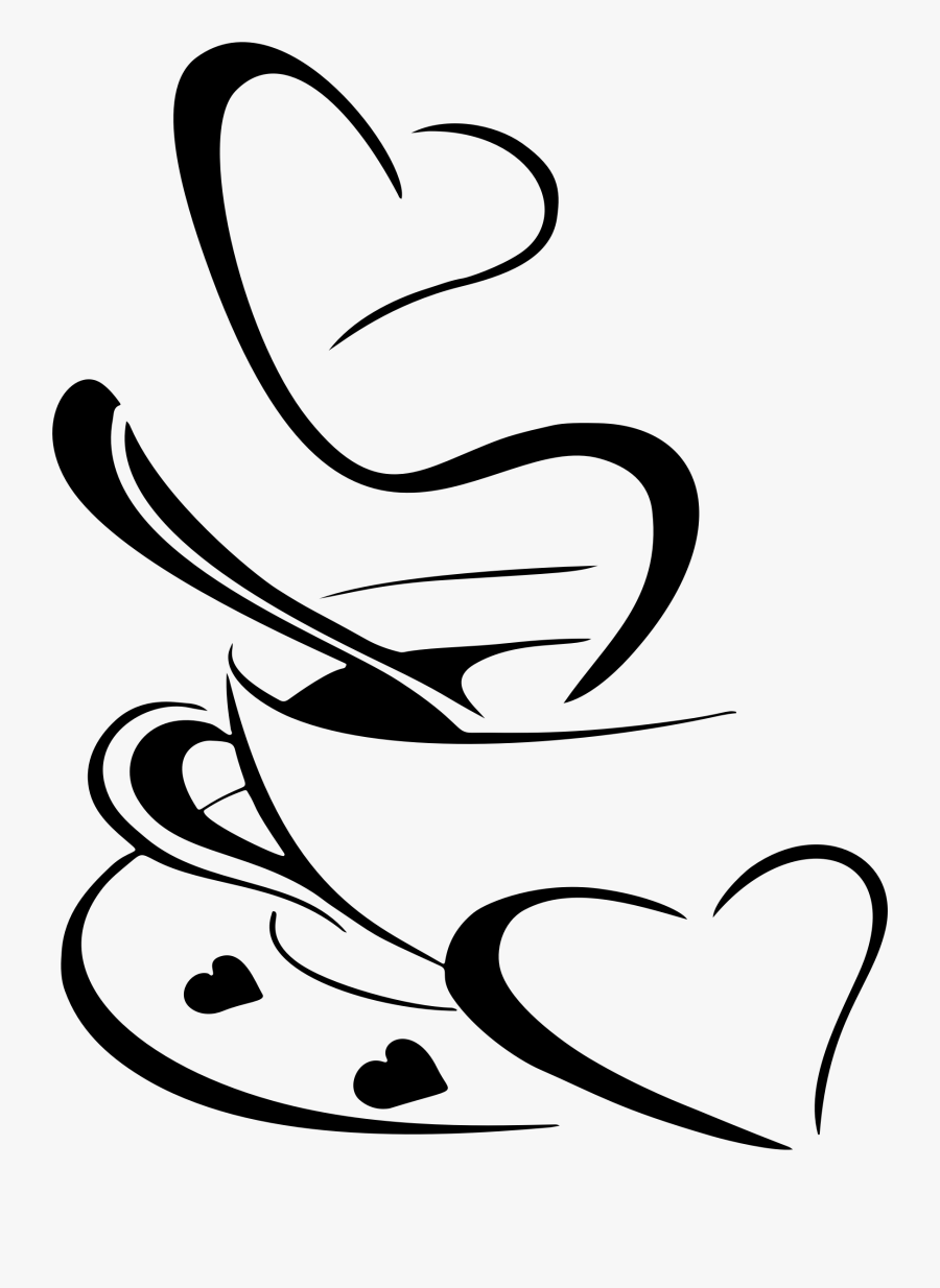 Coffee Clipart Heart - Coffee Clipart Black And White, Transparent Clipart