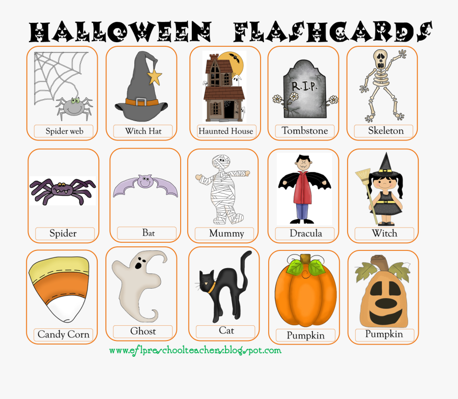 Halloween Flashcards For Preschoolers, Transparent Clipart