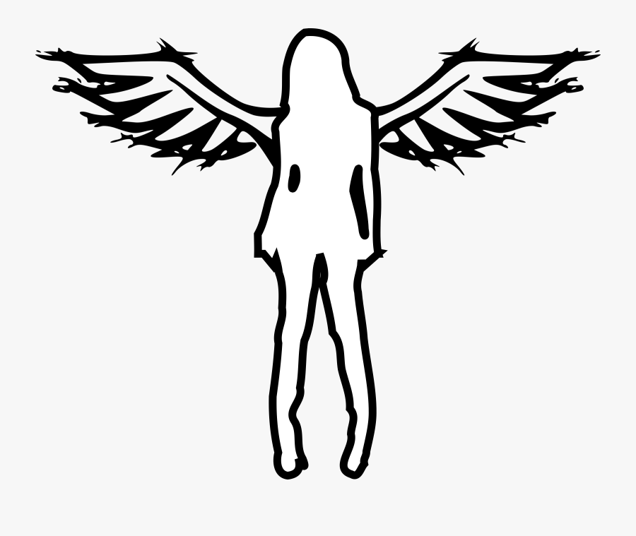 Clipart - Girl With Wings Drawing, Transparent Clipart