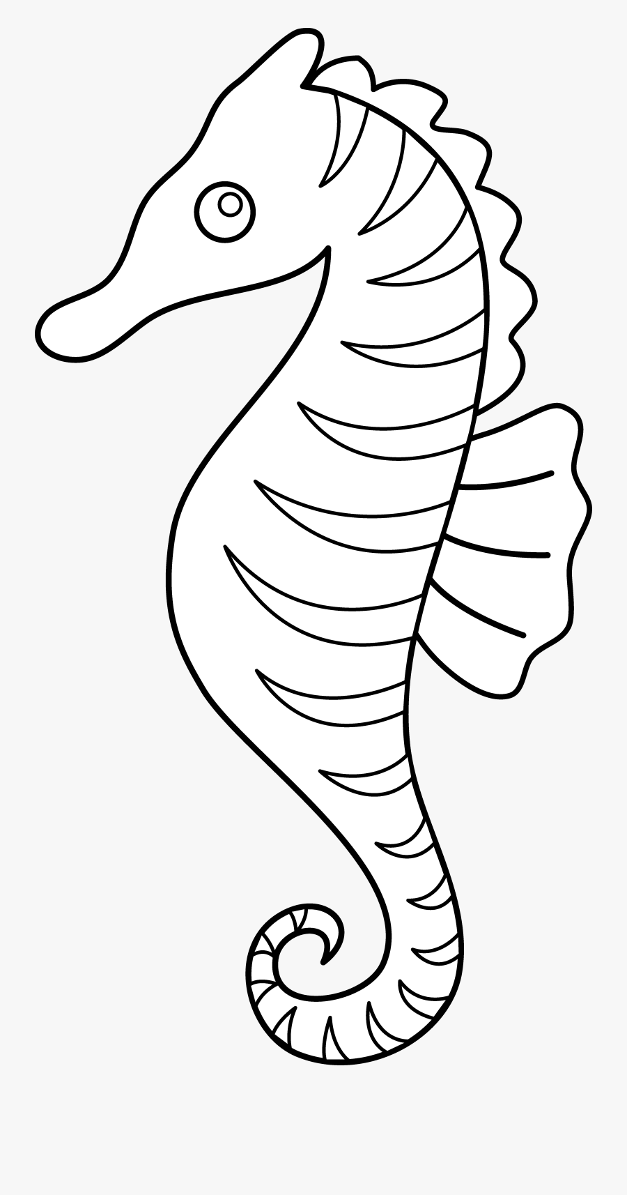Seahorse Coloring Page - Sketch Of Cartoon Seahorse, Transparent Clipart