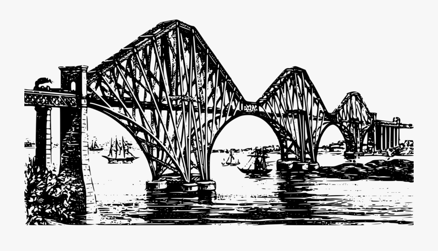 Bridge,cantilever Bridge,monochrome Photography - Drawing Forth Rail Bridge, Transparent Clipart