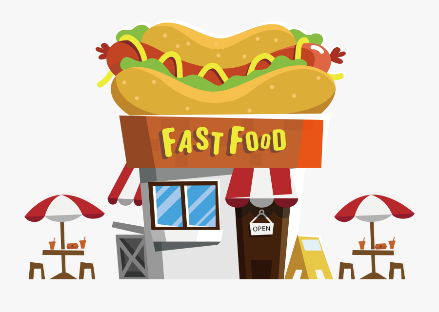 Clip Art Free Cartoon Hot Dog - Fast Food Restaurant Png, Transparent Clipart