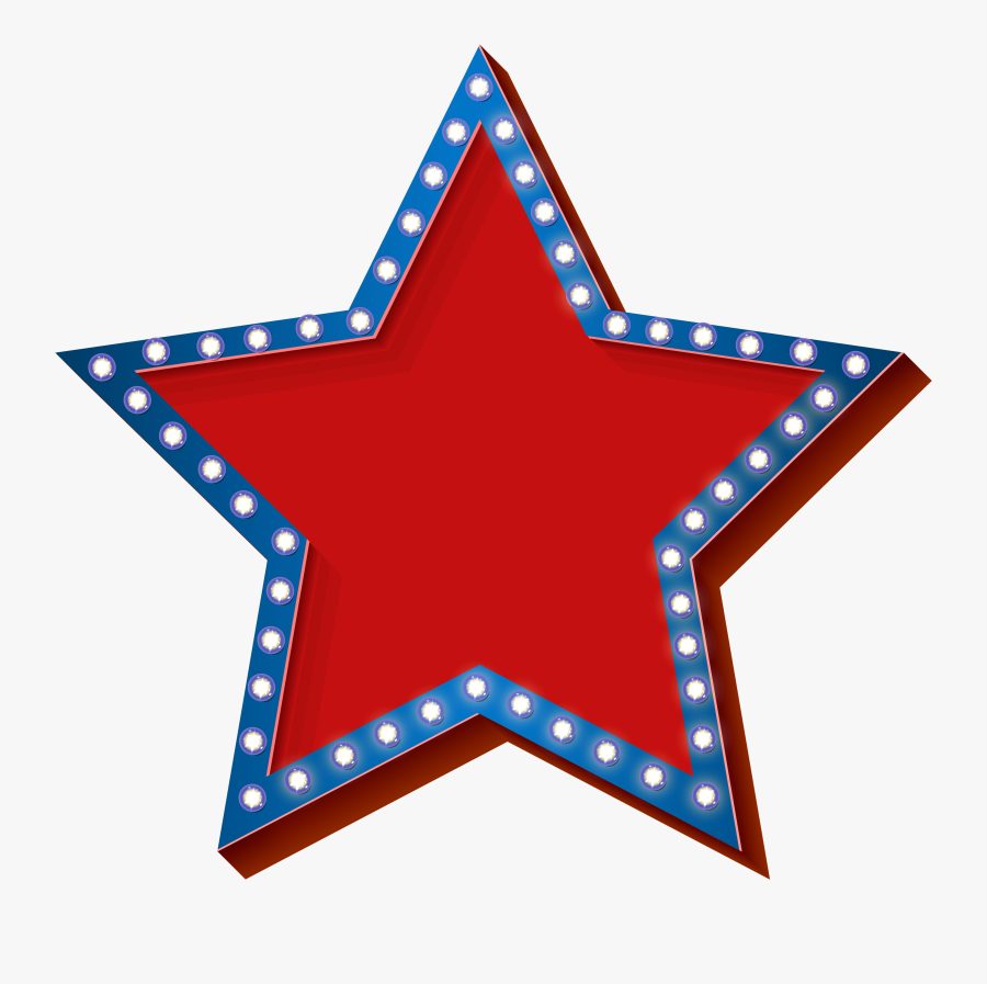 Star With Lights Transparent Png Clip Art Image - 4th Of July Stars Clipart, Transparent Clipart