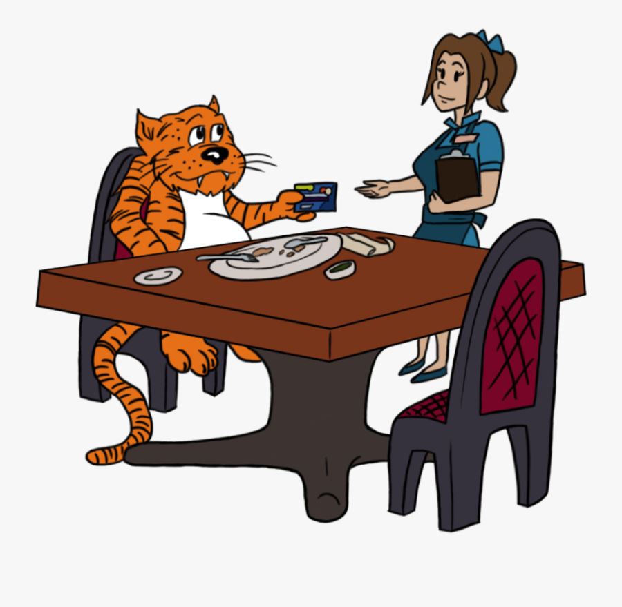 Transparent Restraunt Clipart - Tigers Eating Table Cartoon, Transparent Clipart