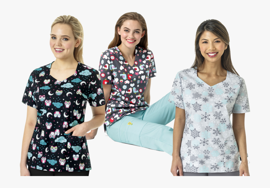 Colorful Nursing Scrubs From Zoe Chloe - Koala Scrub Top, Transparent Clipart