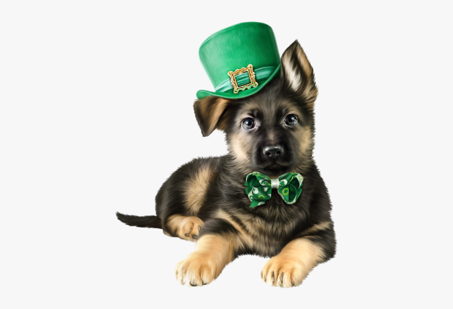 Puppies St Patrick's Day German Shepherd, Transparent Clipart