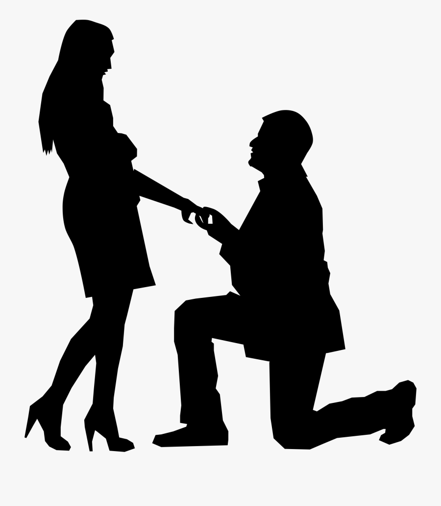Standing,human Behavior,silhouette - Man On One Knee Proposing, Transparent Clipart