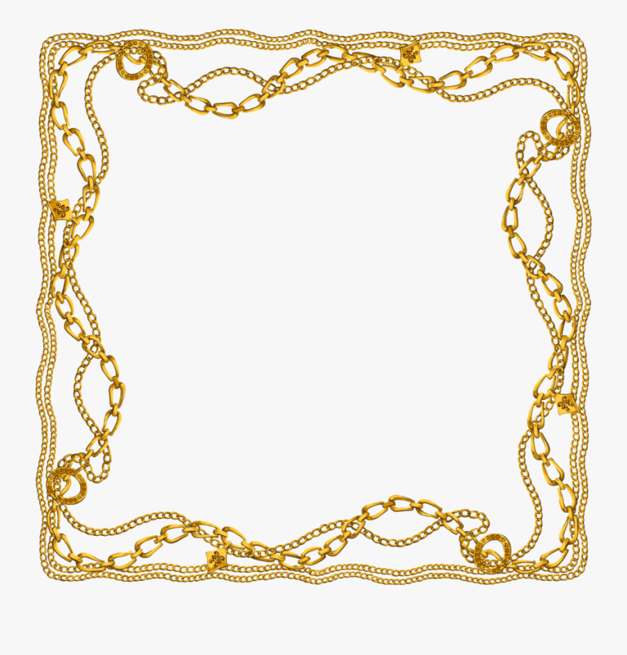 #mq #gold #chains #frame #frames #border #borders - Corrente De Moto Moldura, Transparent Clipart