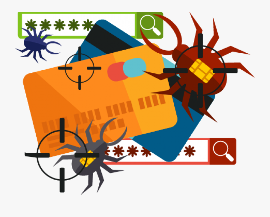Image Of Spiders With Credit Cards - Hackers Viruses Spam, Transparent Clipart