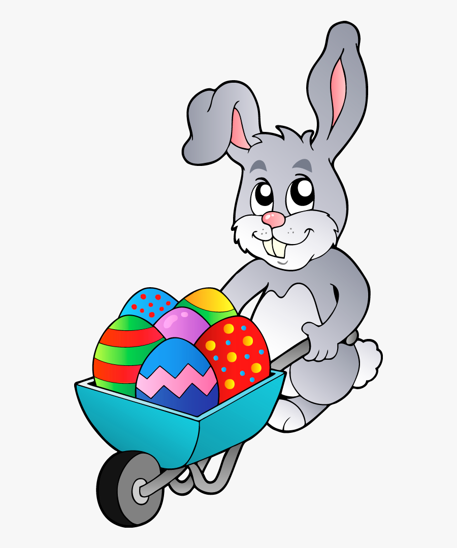 Picture With Easter Hare Cart Transparent Rabbit Clipart - Transparent Easter Bunny Clipart, Transparent Clipart