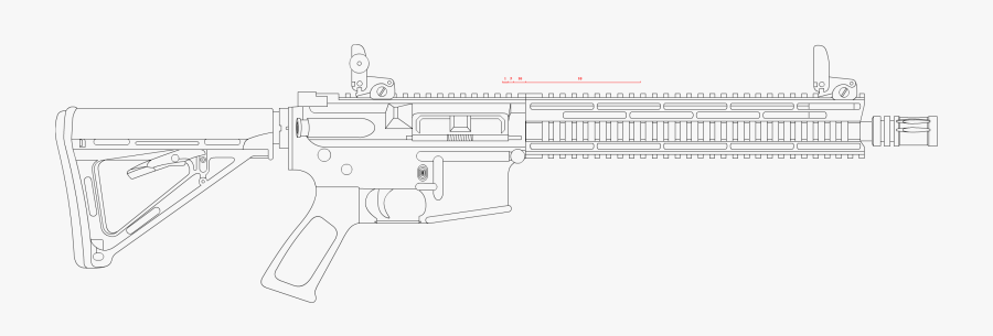 Ar 15 Lineart - Assault Rifle, Transparent Clipart