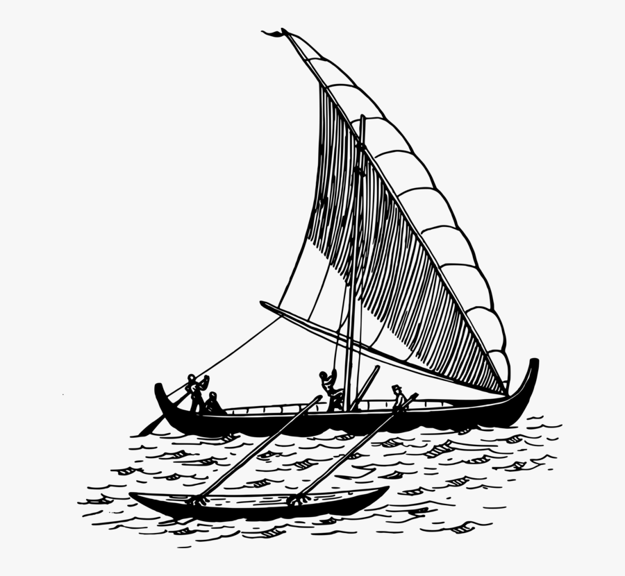 Caravel,monochrome Photography,baltimore Clipper - Sailing Boat With Outrigger, Transparent Clipart