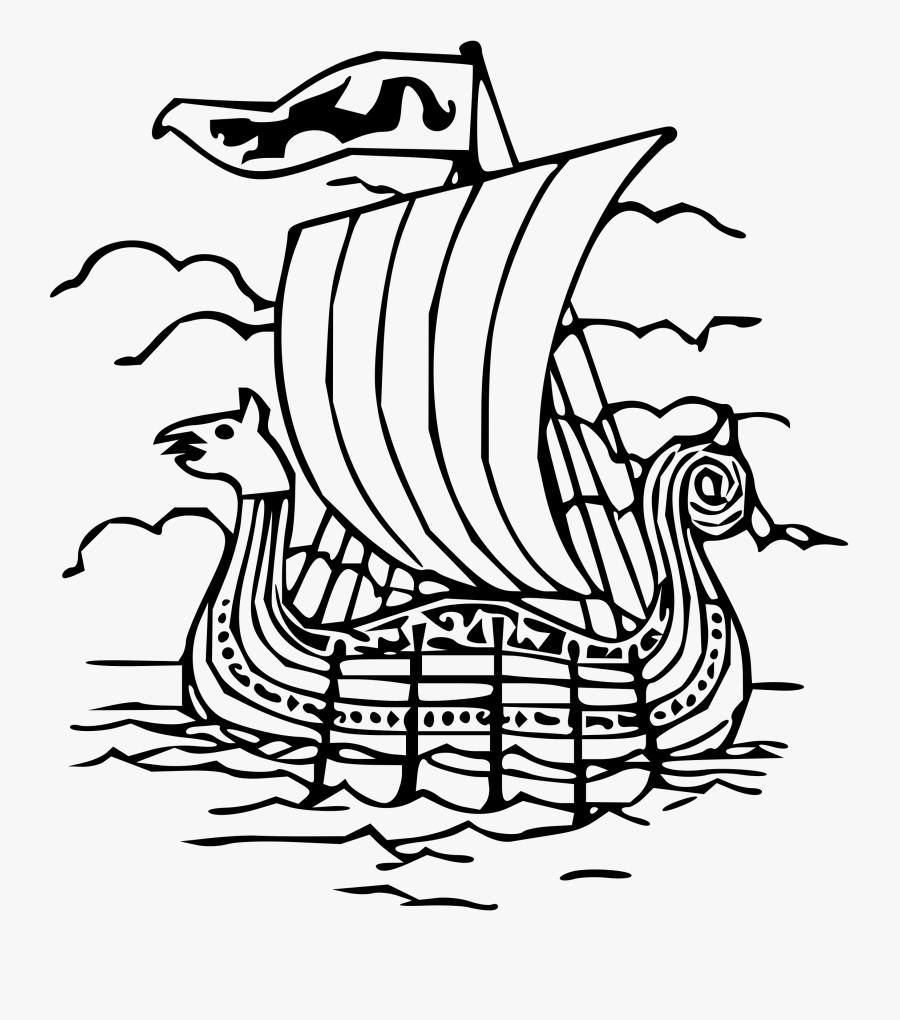 Viking Boat Clipart, Vector Clip Art Online, Royalty - Viking Ship To Colour, Transparent Clipart