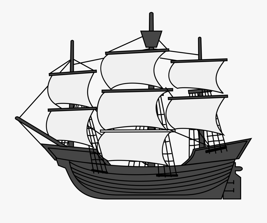 Line Art,watercraft,manila Galleon - Sailing Ship Png Clipart , Free ...