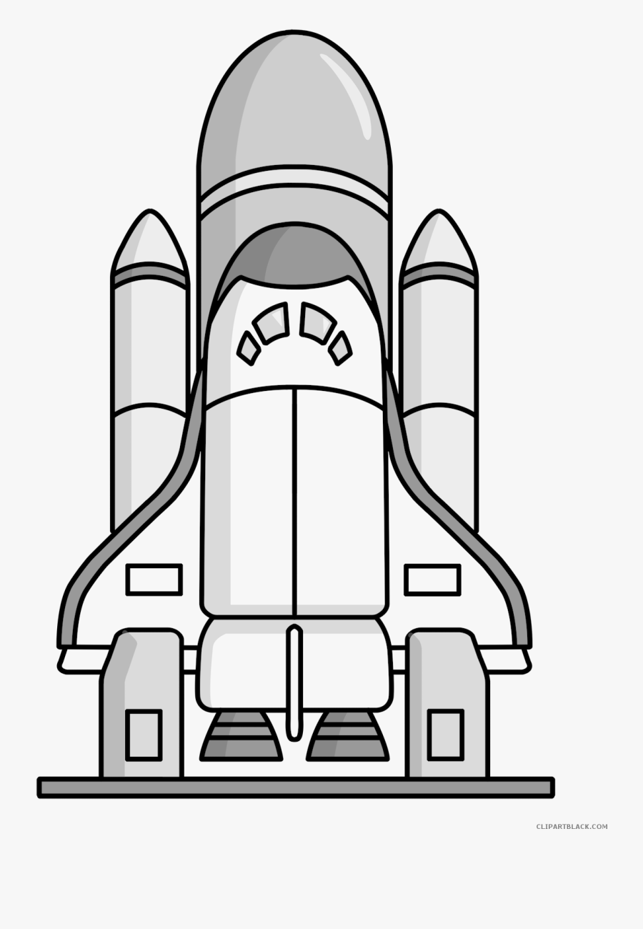 Space Shuttle Transportation Free Black White Clipart - Science Fiction Clip Arts, Transparent Clipart