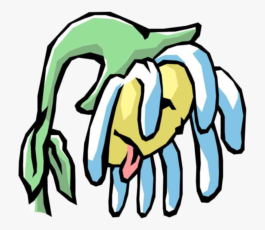 Vector Illustration Of Parched Personified White And - Dying Flower Cartoon, Transparent Clipart