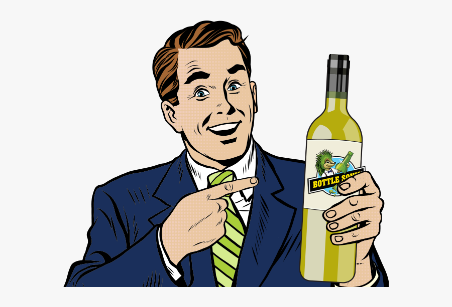 Glass Bottle Holding Wine Man - Man Holding Wine Bottle Cartoons, Transparent Clipart