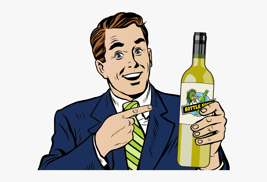 Glass Bottle Holding Wine Man - Man Holding Wine Bottle Cartoons , Free