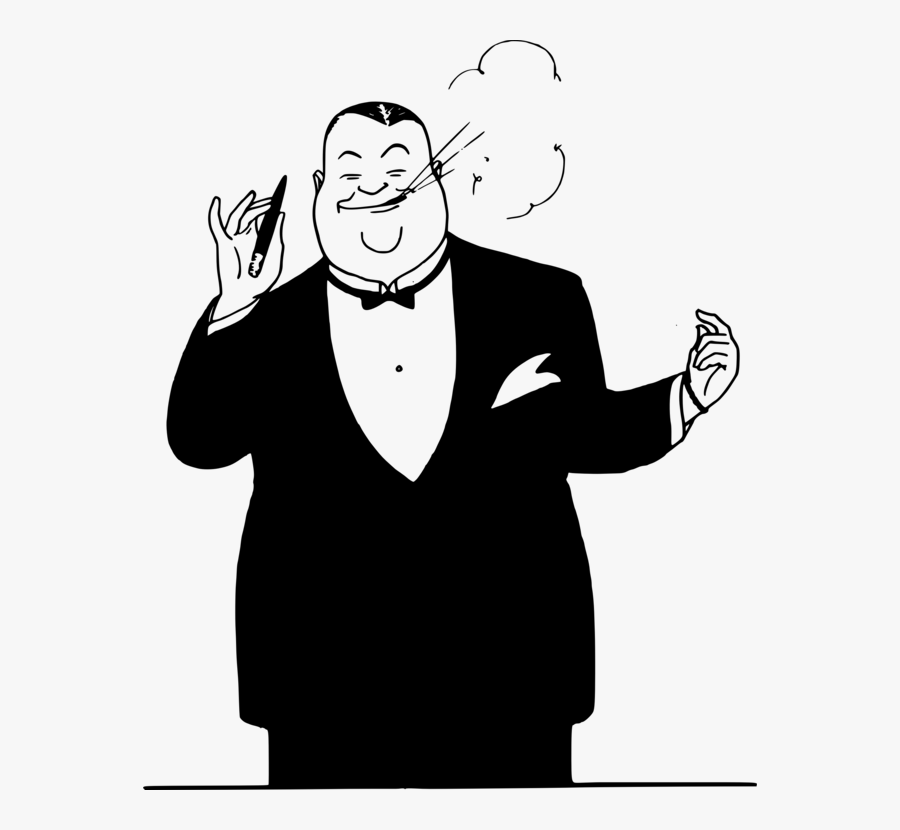 Emotion,art,monochrome Photography - Fat Man In Suit Cartoon, Transparent Clipart