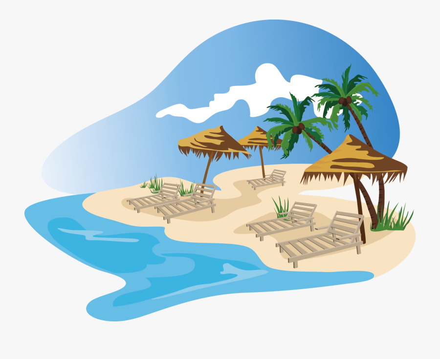 Beach Summer Day Cartoon, Transparent Clipart